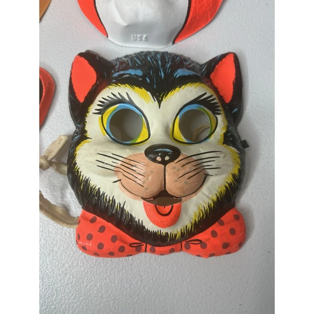 Vtg Halloween Mask Lot Cat, Tiger, Steve Miller, Asian